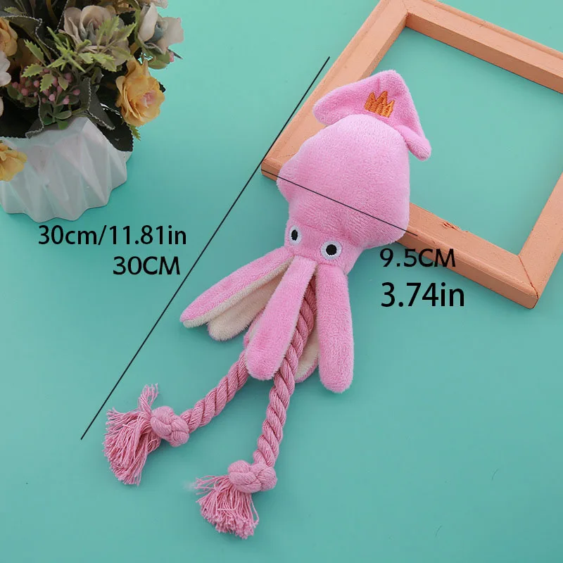 Juguete de pulpo chirriante para perros: juguete masticable duradero para limpieza de dientes, juguete interactivo para mascotas,