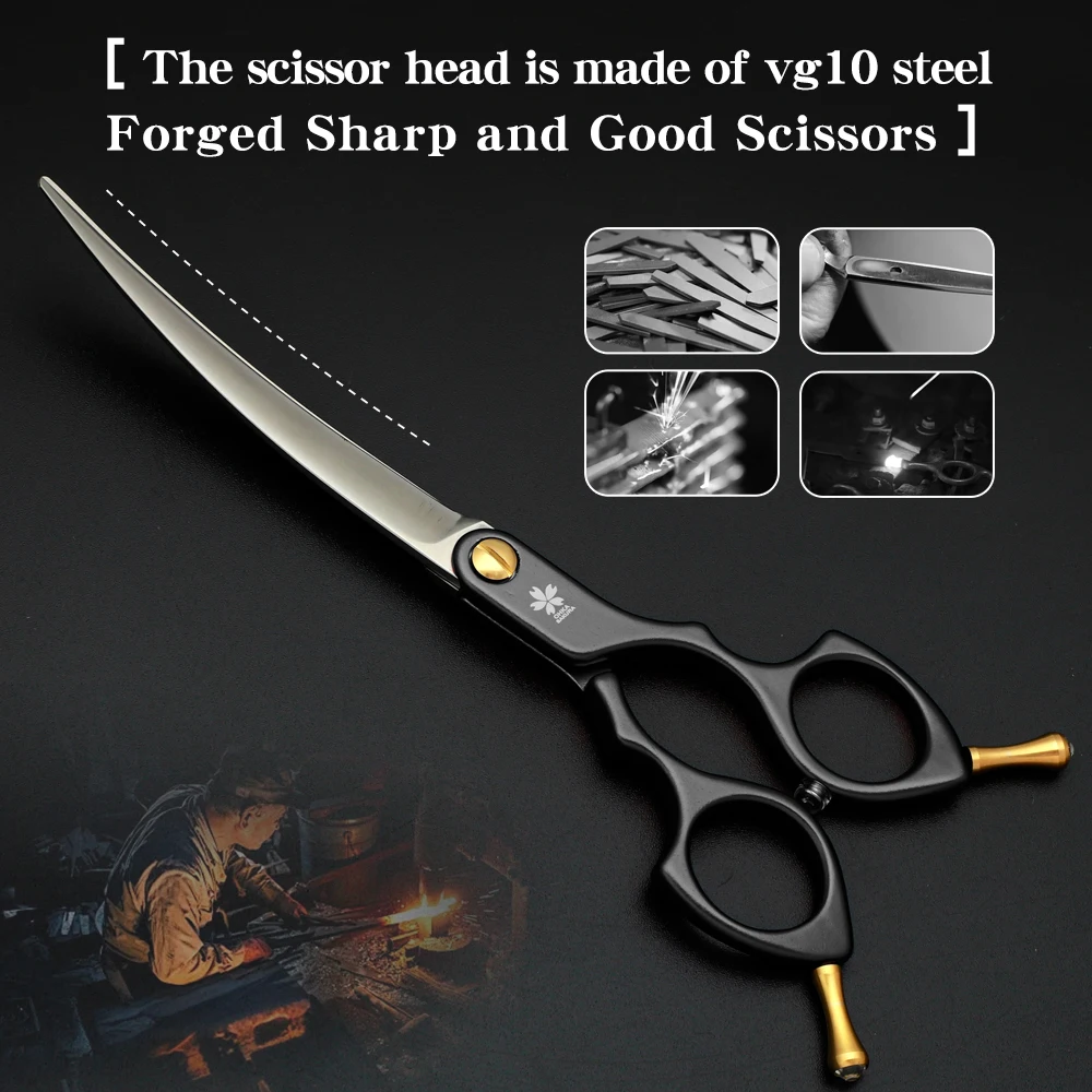 Tijeras de corte de pelo de mascotas, cuchillas doradas especiales, tijeras curvas, artefacto de corte de pelo de perro, tijeras de corte de pelo de peluche para el hogar - imagen 4