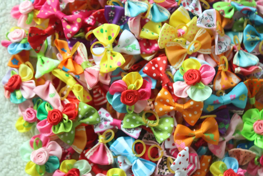 Venta al por mayor, 1000 Uds., nuevo estilo mixto, bandas de goma para el pelo de perros, lazos para el pelo de mascotas, accesorios para el cabello de perros, productos para el cuidado de mascotas, regalo bonito - imagen 4