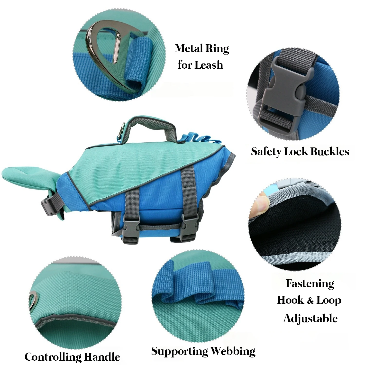 Chaleco salvavidas para perros para nadar, canotaje, salvavidas de alta visibilidad para perros pequeños y grandes, preservidor de seguridad para cachorros con mango de rescate - imagen 3