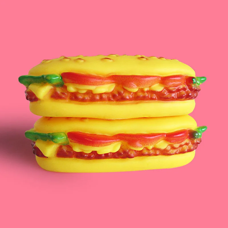 Juguete masticable para mascotas, juguete para cachorros, Hamburguesa con sonido - imagen 4