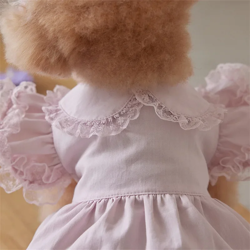Vestido de encaje de princesa para mascotas, ropa de moda para perros y gatos, camisa con mangas voladoras, oso de peluche, ropa para perros pequeños, ropa para cachorros - imagen 3