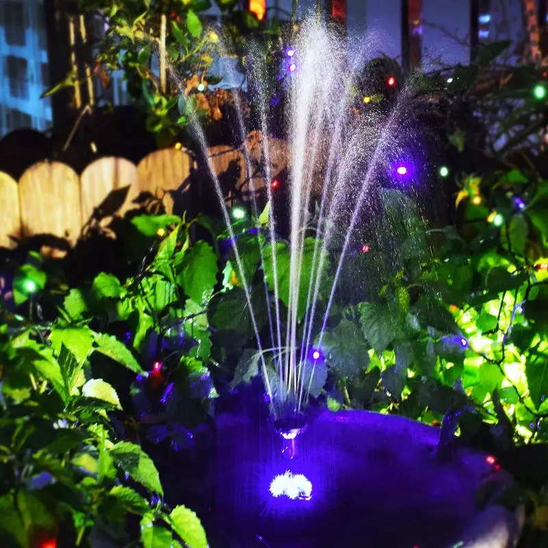 Kit de fuente con 5 luces LED para piscina, fuente flotante con boquilla multitipo para patio, jardín, decoración de césped - imagen 4