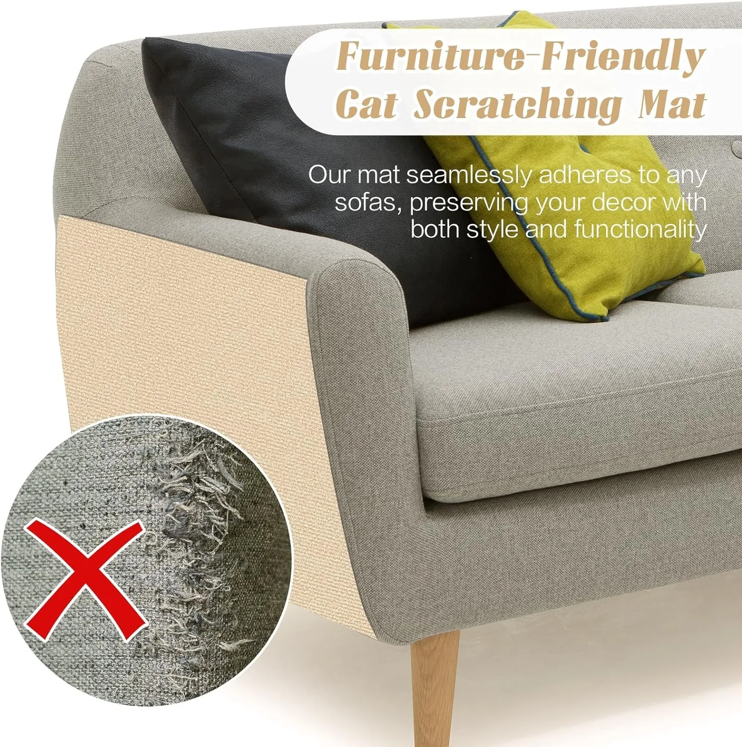 Alfombra autoadhesiva recortable para enrejado de gatos, muebles de pared para gatos, escalones, cubierta de poste rascador para gatos, suministros para mascotas, cama para gatos - imagen 2