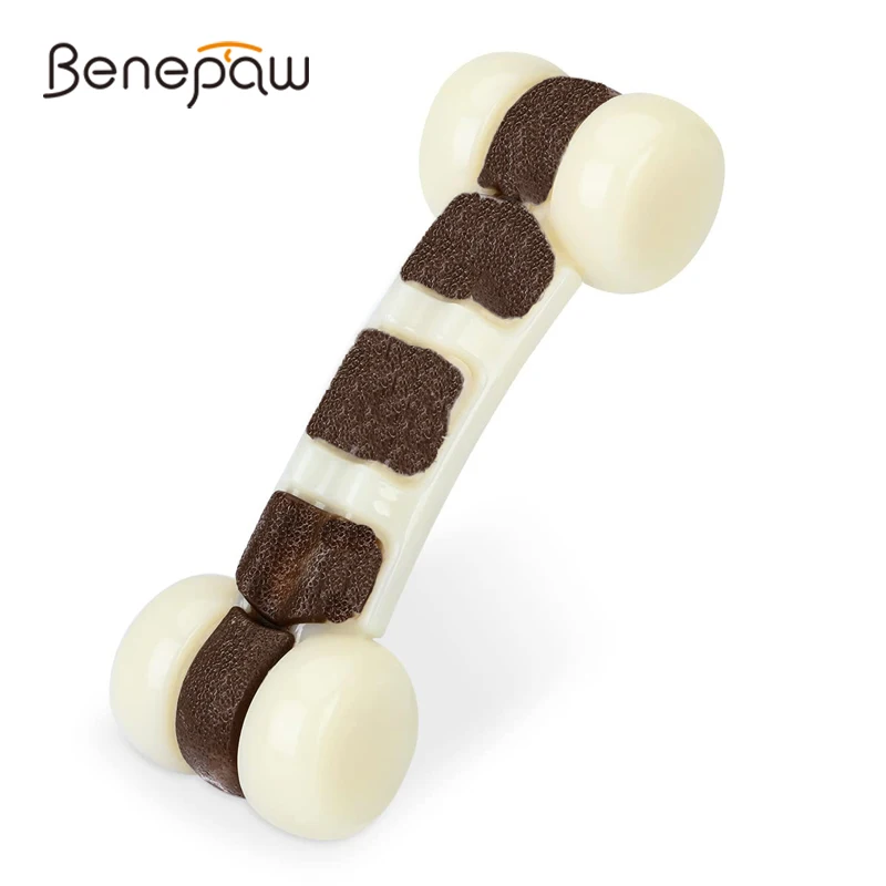 Benepaw-juguetes duraderos para masticar perros, Chewers agresivos, resistentes, de nailon, sabor a ternera, juguetes para mascotas, juego de limpieza de dientes de hueso para cachorros