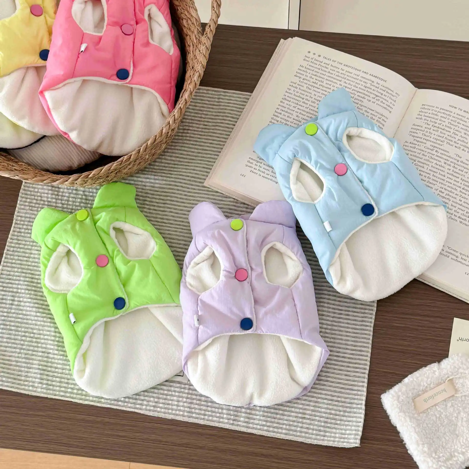 Abrigo de color caramelo para otoño e invierno para mascotas, chaleco grueso y cálido a prueba de viento para perros, ropa para perros pequeños, ropa para cachorros - imagen 3