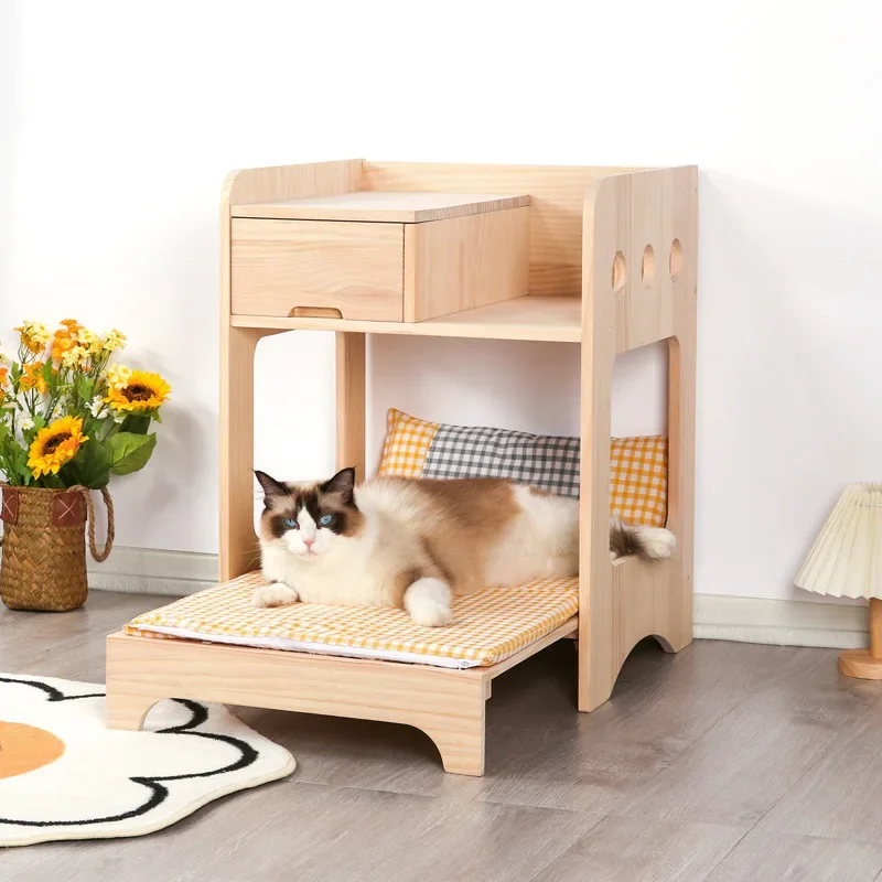 Cama de madera desmontable y lavable para mascotas, mesita de noche, universal para todas las estaciones en verano, productos de muebles, moderna