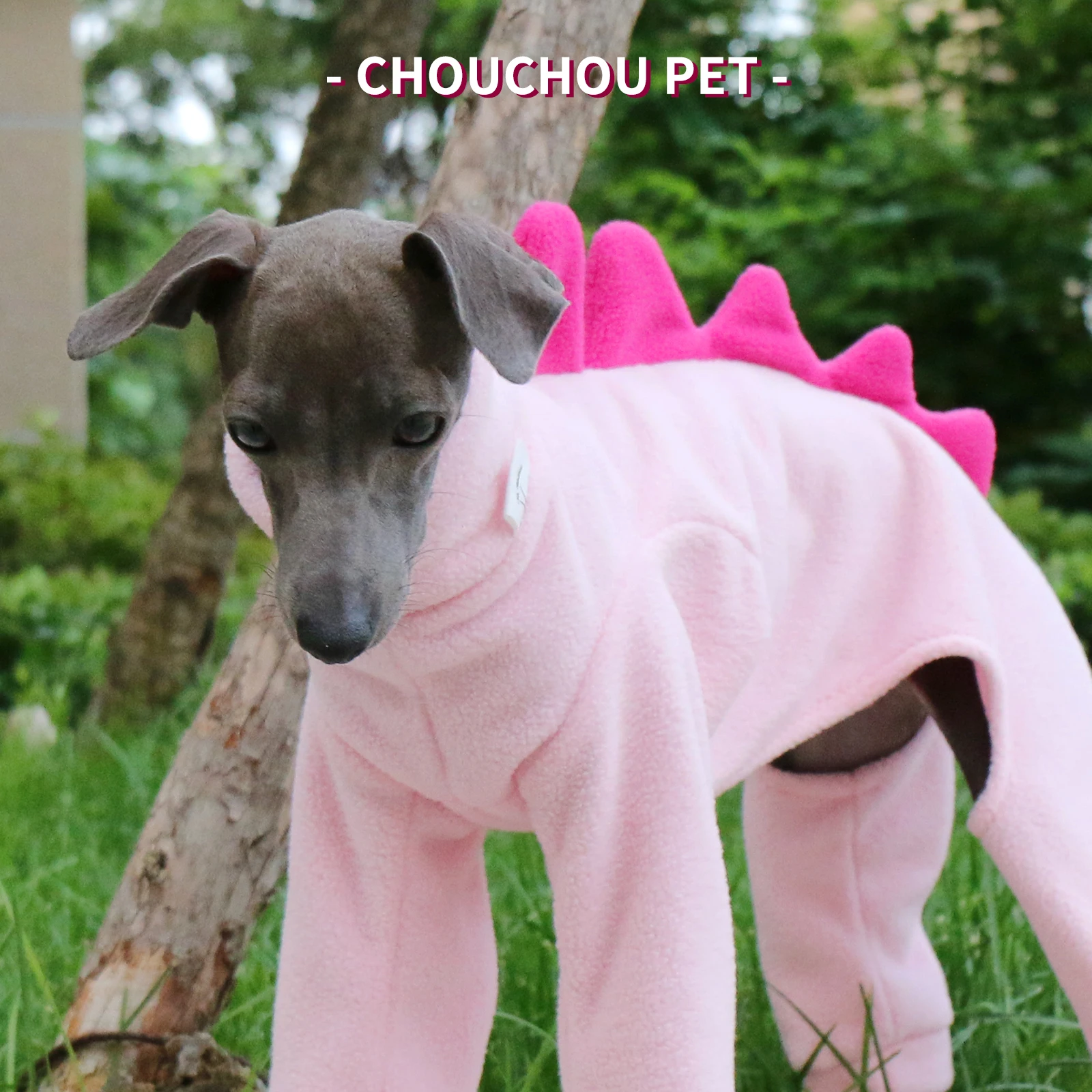 Adorable disfraz de dinosaurio galgo italiano de lana polar, mono de cachorro iggy - imagen 4