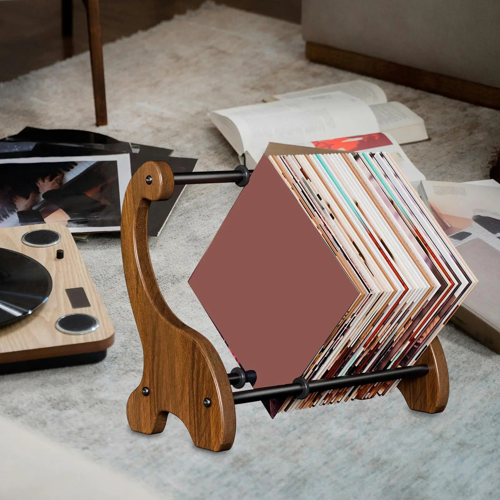 Soporte de discos para revistas, libros, archivos, montaje rápido, organizador de álbumes moderno