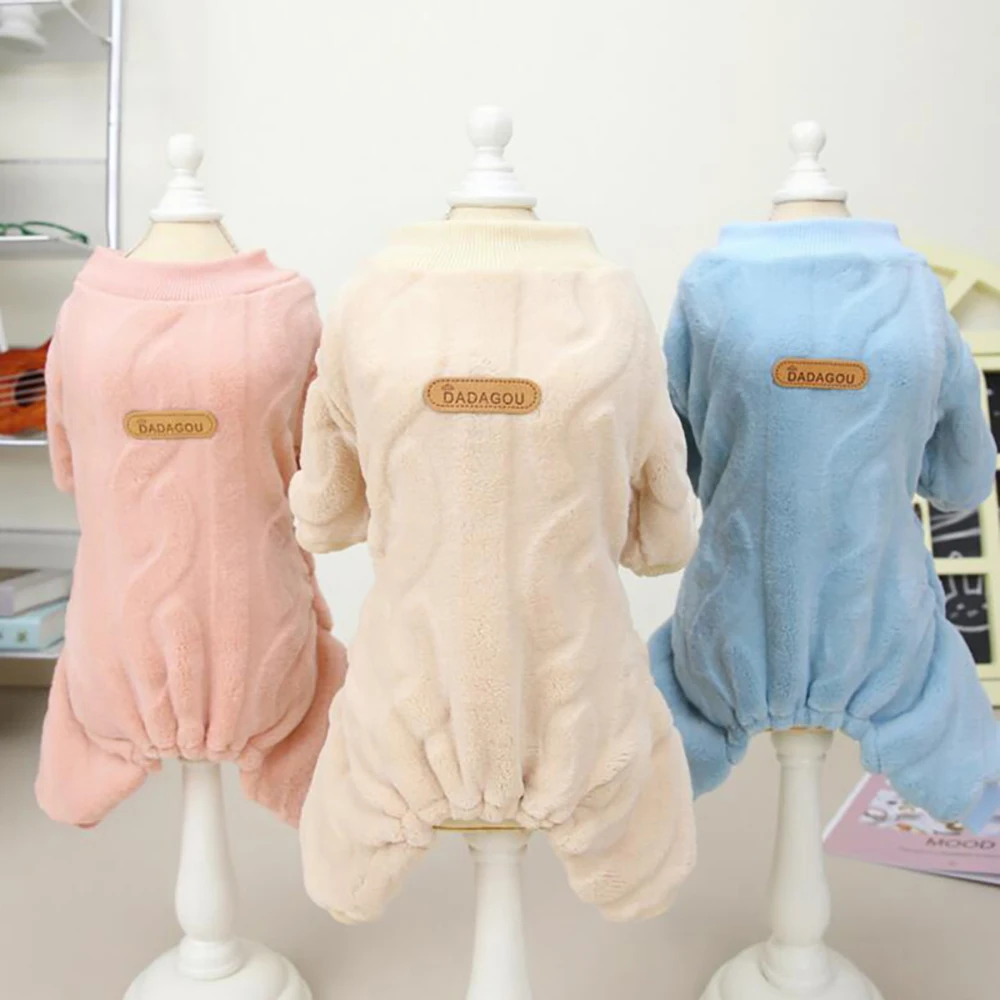 Pijamas cálidos de lana para perros, ropa de invierno para perros pequeños, mono para cachorros y gatos, monos para Chihuahua, disfraz de Yorkies, mono para mascotas - imagen 4