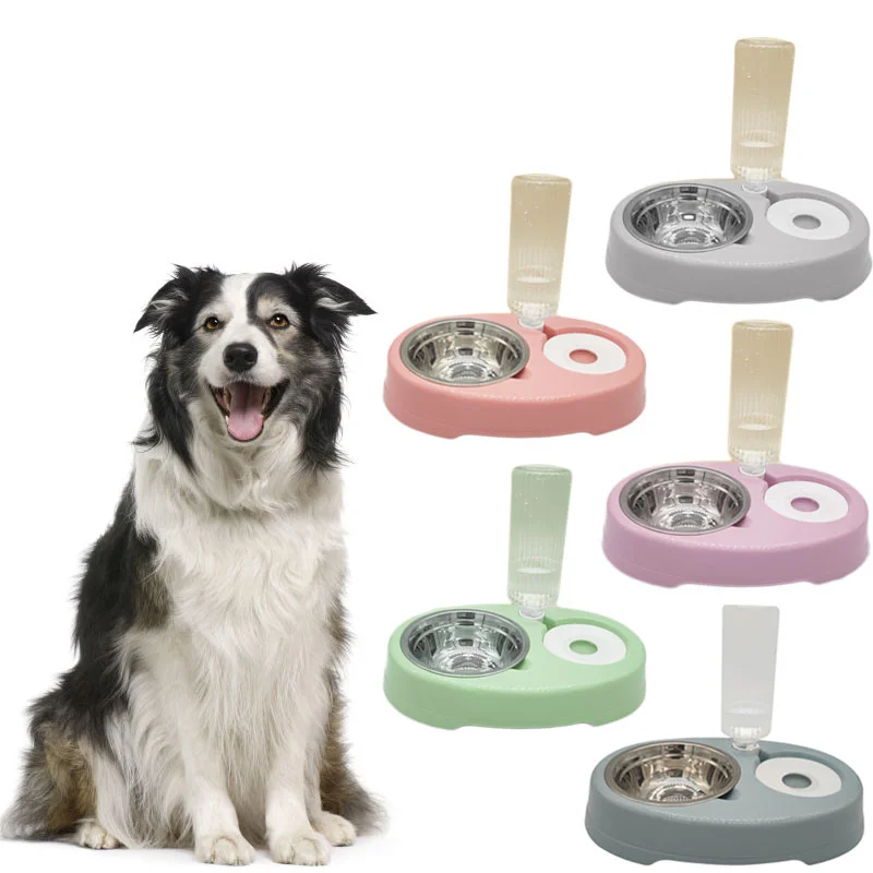 Dispositivo automático de almacenamiento de agua y boca a prueba de humedad para mascotas, dispositivo de alimentación y bebida para gatos y perros, de acero inoxidable, nuevo - imagen 2