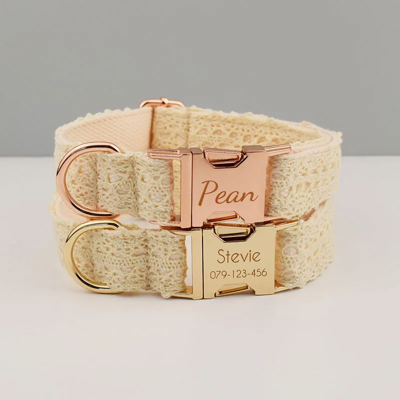Collar de encaje con grabado gratis, conjunto de correa para perro, Collar para mascota mediana y grande, accesorios de boda para perro, collares para perro femenino - imagen 4