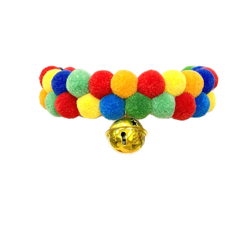 Perro gato mascota Navidad vacaciones Arco Iris Collar para mascotas con campana colorida cinta mágica accesorio festivo para gatos decoración de perros
