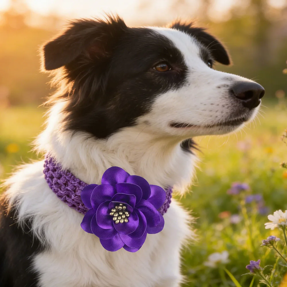 Lazos con flores para perro – Accesorio ajustable de collar