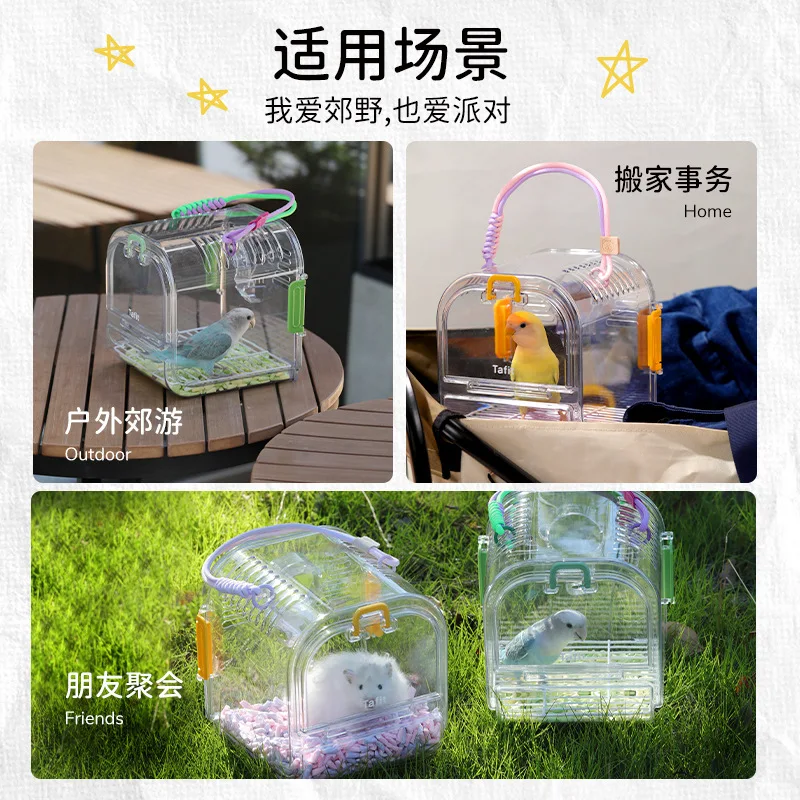 Jaulas para loros, jaulas ornamentales transpirables, bolsas portátiles transparentes para exteriores, suministros para pájaros para mascotas - imagen 5