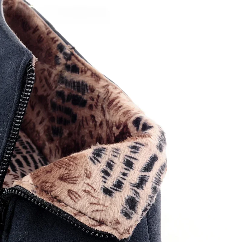 Talla grande 32-45 botines de mujer de gamuza sintética zapatos de otoño primavera tacón de 10cm cremallera negro albaricoque azul diseñador - imagen 3