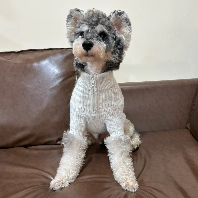 Suéter de cuello alto para mascotas, suéter con Base para gatos Schnauzer, ropa gruesa y cálida para perros pequeños, ropa para cachorros, otoño e invierno
