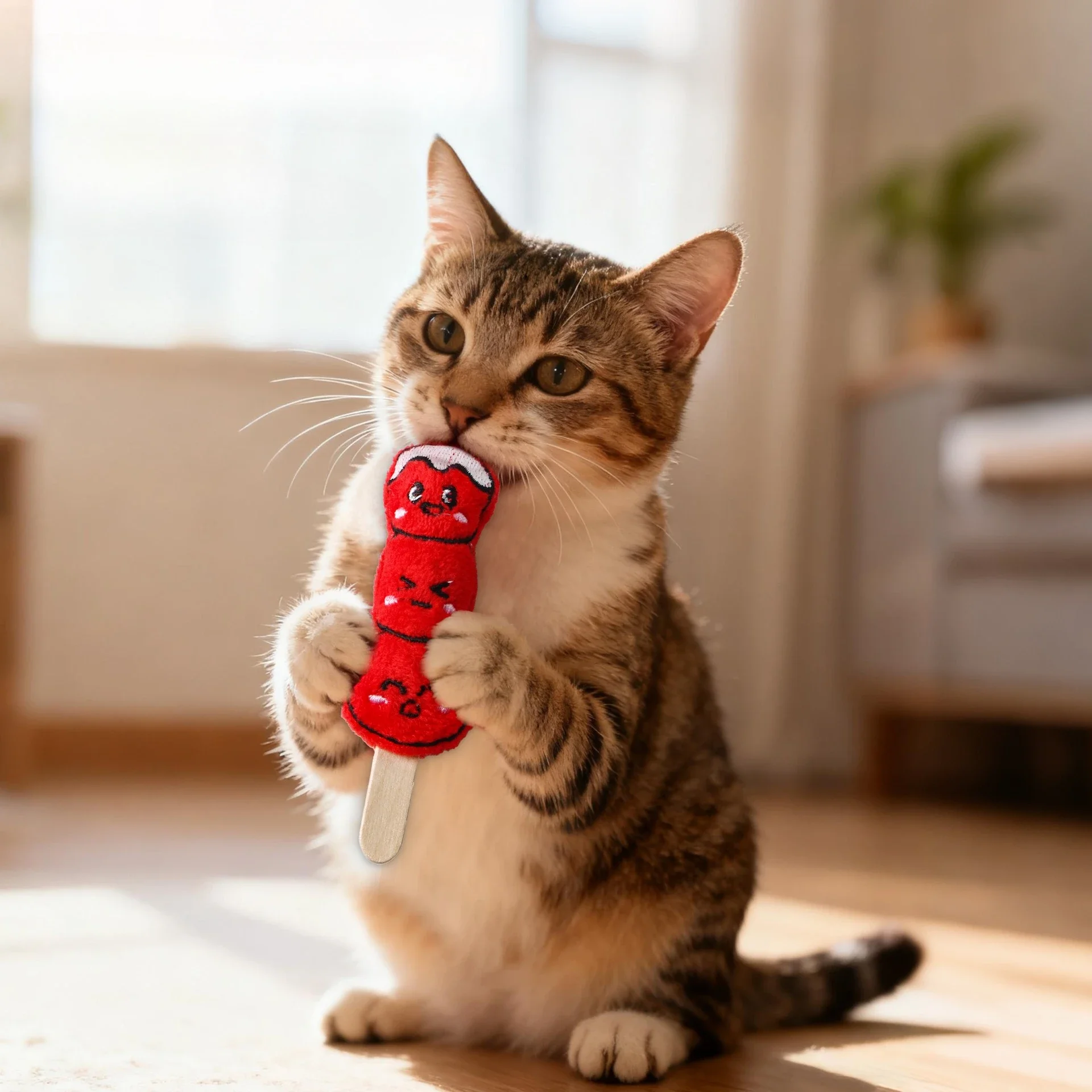 1 unidad de juguetes de peluche para gatos, juguete interactivo para gatos, entretenimiento de entrenamiento, Haws confitos en un palo, juguete para masticar mascotas, productos para mascotas - imagen 3