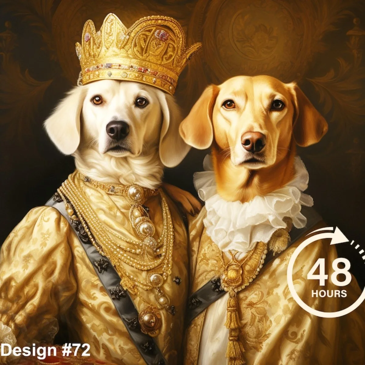 ATUBAN Retrato de mascota real personalizado, retrato de dos perros, pintura de perro renacentista, retrato de perro real, regalo para mascotas, regalo conmemorativo de mascotas