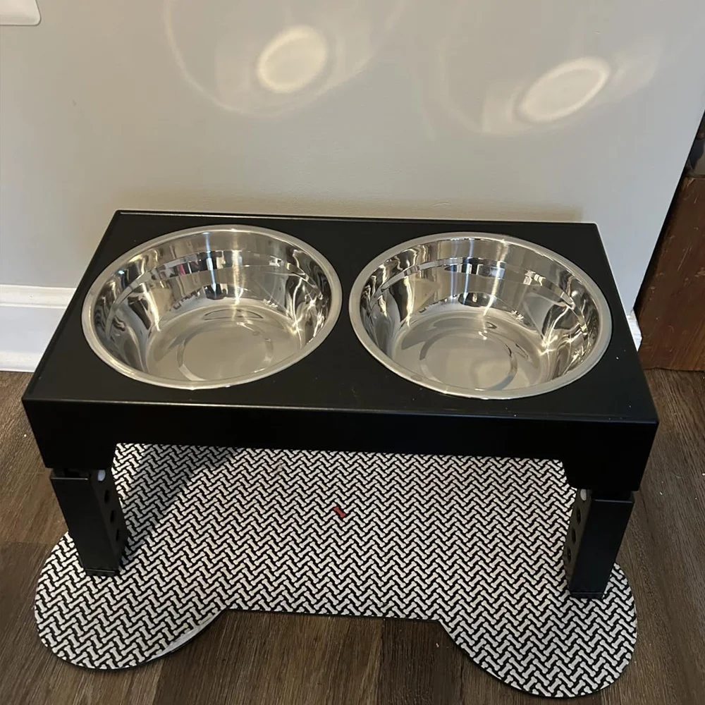 Comedero elevado para perros con doble cuenco de acero inoxidable - imagen 2