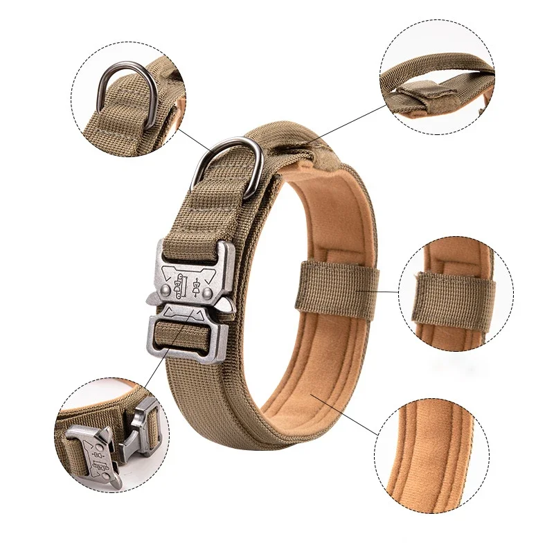 Collar militar táctico ajustable con mango, hebilla de Metal resistente, Collar de nailon para perros grandes, Doberman, Rottweiler - imagen 4