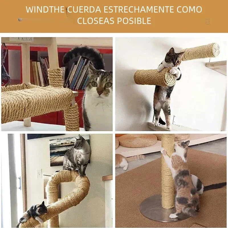 Cuerda de Sisal Natural para rascar gatos, cuerda para rascar árboles, juguete artesanal, garra de pata, Protector de muebles, poste rascador, accesorios para gatos - imagen 4