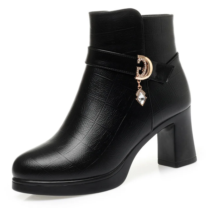 Botines de cuero suave para perros con felpa invierno - imagen 5