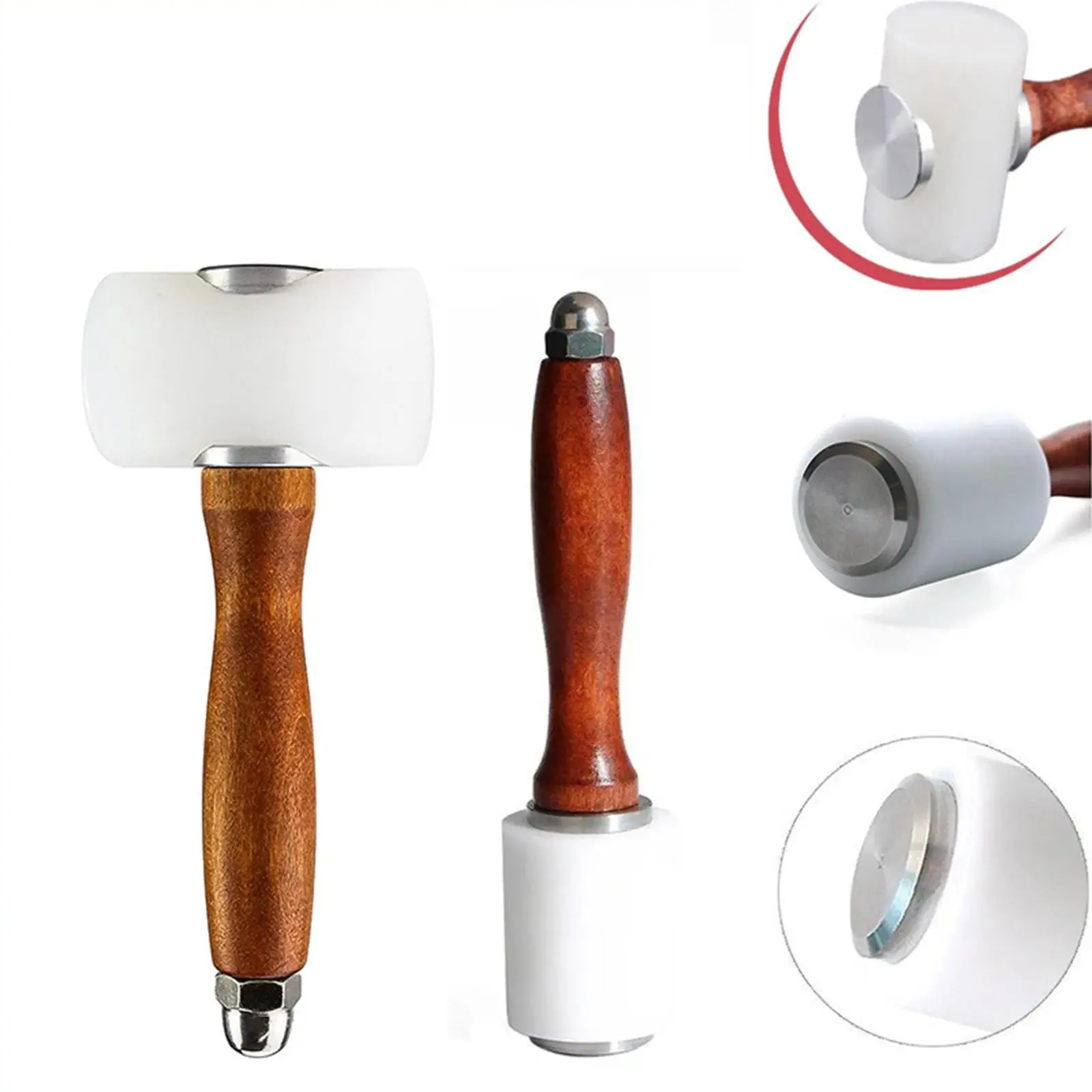 Leathercraft Hammer Nylon Wood Handle Sturdy Mallet Tool for DIY Leatherwork Craft Kit Supplies