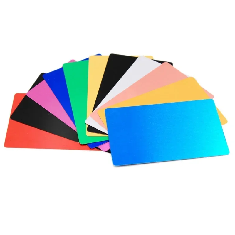 50 Uds. De tarjetas de visita de negocios lisas de Metal grabado con marca láser en blanco, etiqueta de identificación Personal ultrafina de aleación de aluminio para mascotas - imagen 2