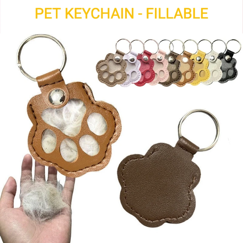 Llavero de cuero con pelo – Recuerdo personalizado para gato y perro - imagen 2
