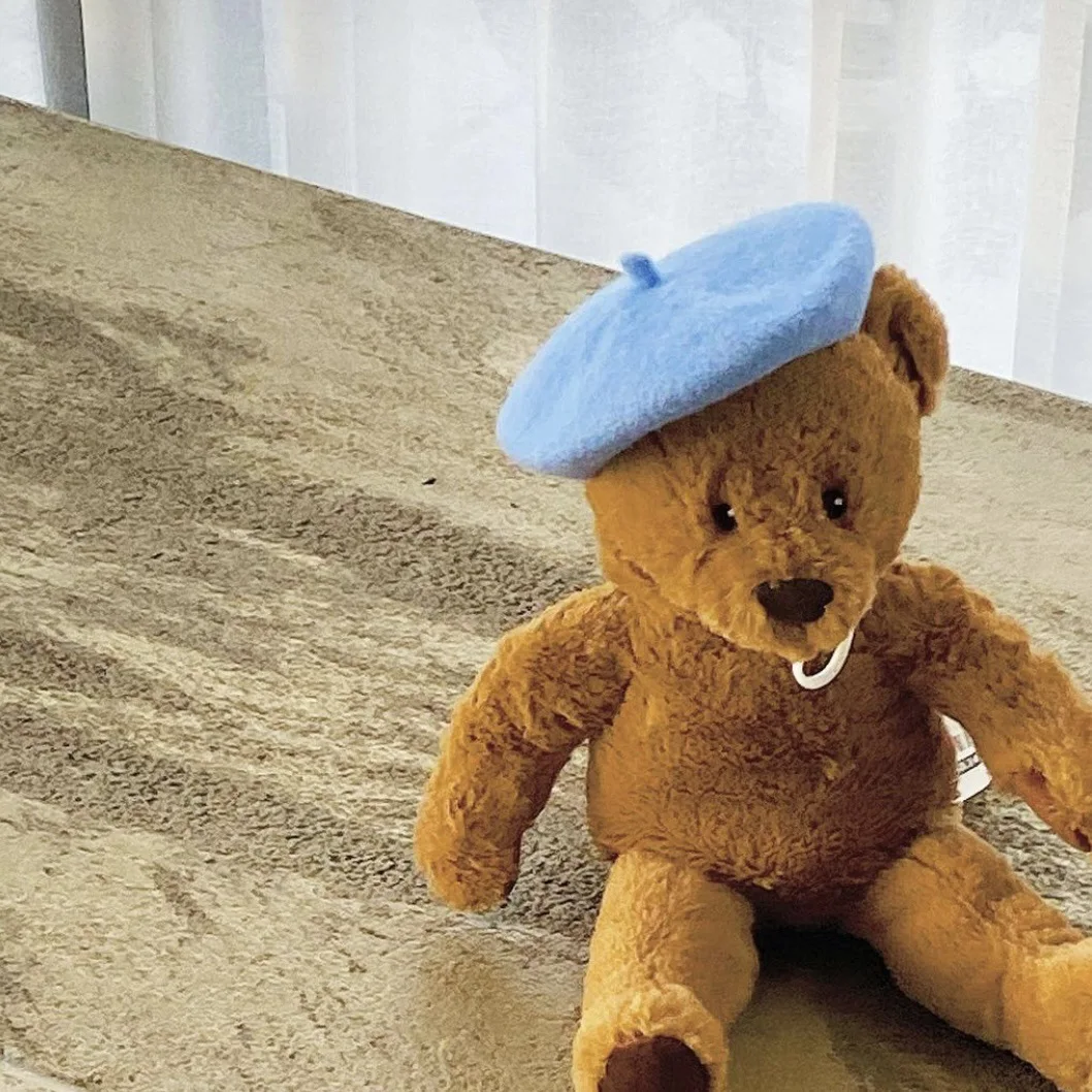 Ins estilo Color sólido suministros para mascotas pintor sombrero de lana accesorios para perros boina Mini decoración foto sombreros - imagen 4