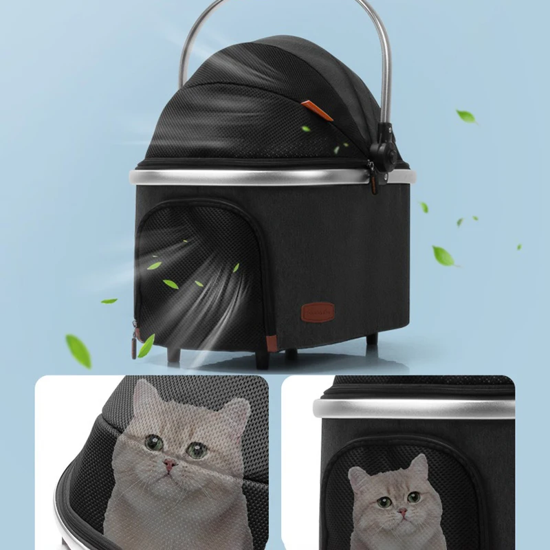 Bolsa transportadora portátil para mascotas al aire libre, cesta plegable para asiento de coche, bolsas de viaje para gatos, suministros para gatitos pequeños de diseñador de lujo - imagen 5