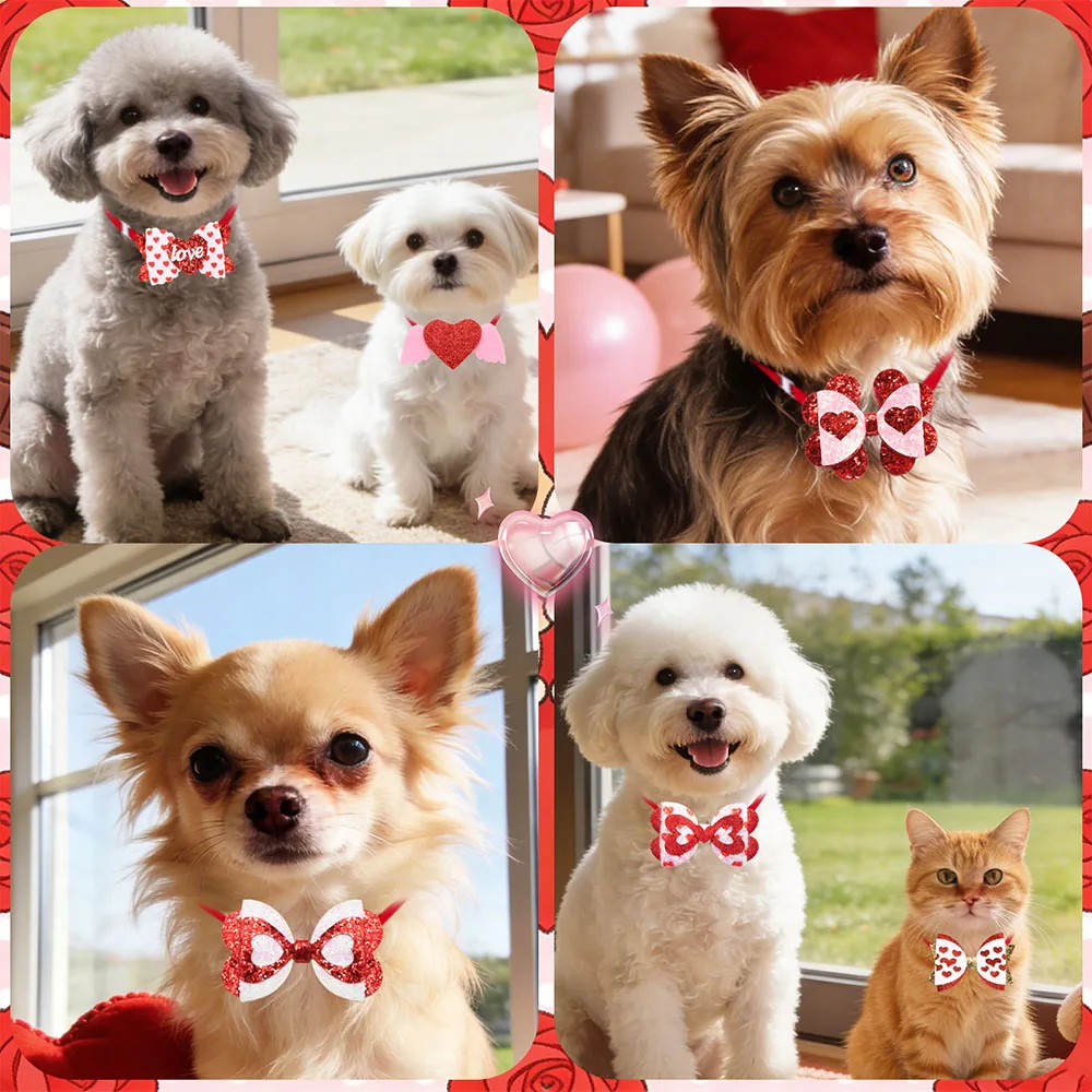 Pajarita roja San Valentín para perro y gato – Accesorio Estilo amor - imagen 5