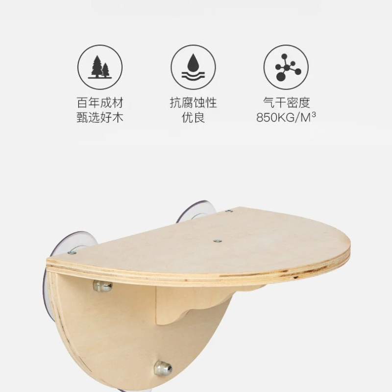 Marco de escalada de madera para gatos, hamaca para gatos con balcón, columpio colgante para mascotas, ventosa de madera para tomar el sol, nido para mascotas sin perforaciones - imagen 4