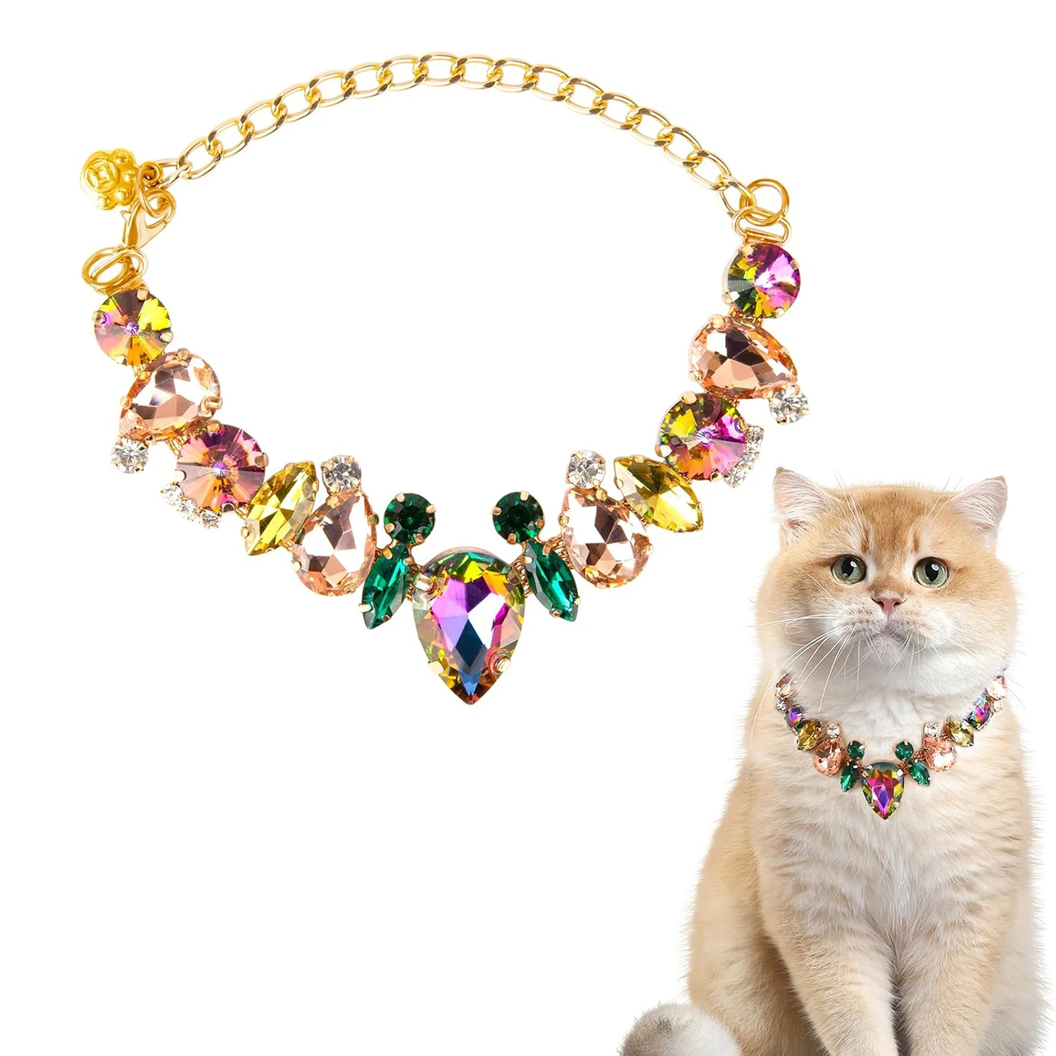 Collar de perro de princesa con diamantes de imitación, collar ajustable para cachorros para perros pequeños y gatos, perfecto para bodas, fotos de fiestas de cumpleaños - imagen 5