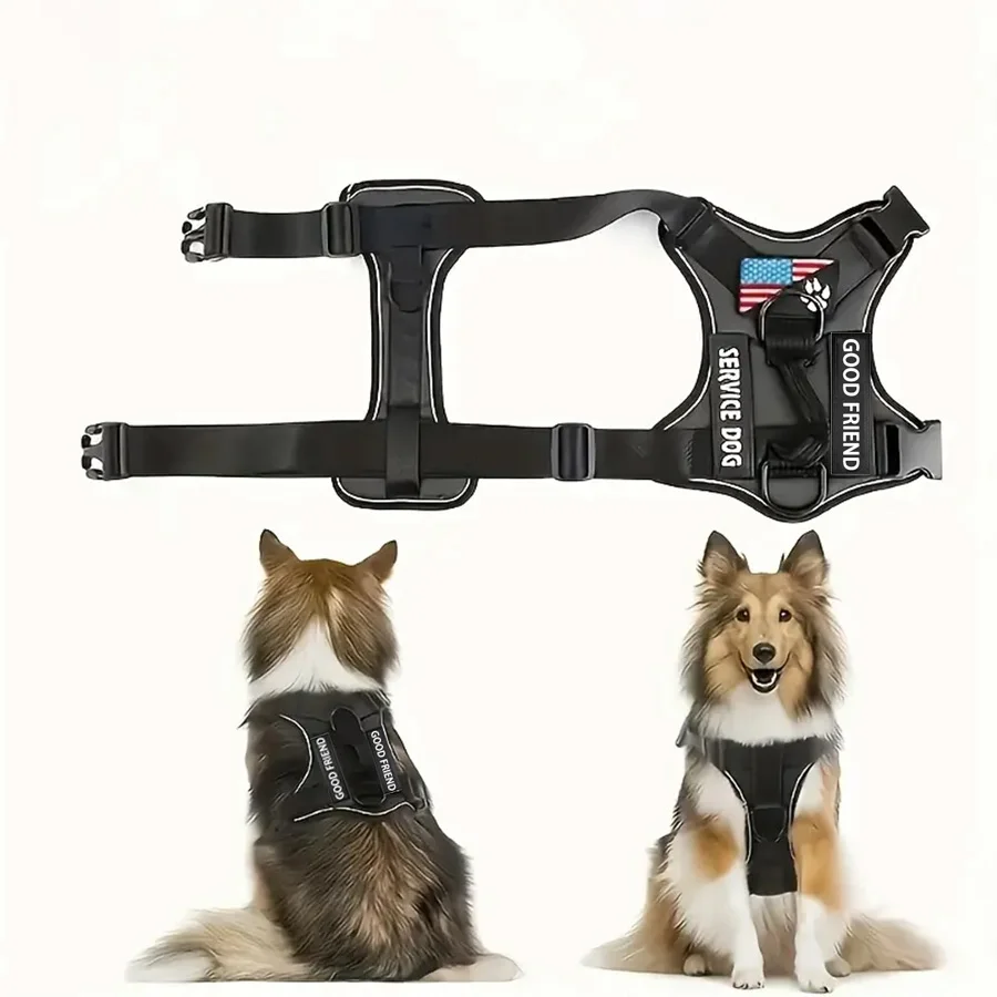 Arnés para perros, arnés reflectante para chaleco para perros con parches de 5 uds, arnés Oxford suave ajustable para mascotas, malla de capa interior, fácil T - imagen 5