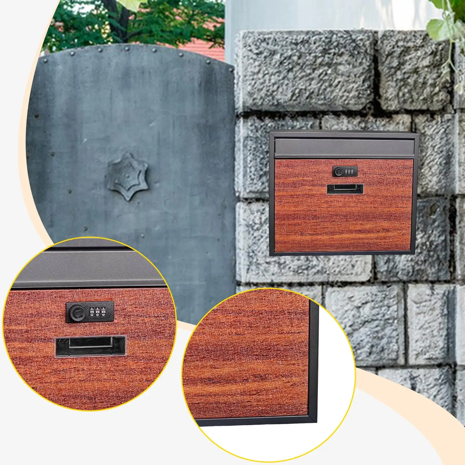 Buzón de montaje en pared, buzón de correo de hierro resistente, práctico con cerradura, buzón de decoración Premium para el hogar, residencial y exterior - imagen 4