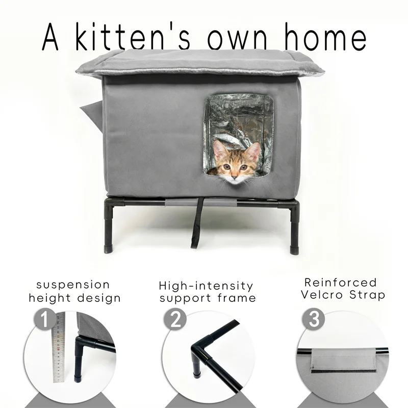 Casa para perros y gatos callejeros, impermeable, para exteriores, invierno, cálida, cueva para mascotas, camas para dormir, hogar, plegable, lavable para perros pequeños, suministros para cachorros - imagen 5