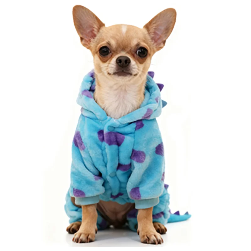 Pijama de invierno para perros, mono, disfraz de dinosaurio para perros pequeños y gatos, sudaderas con capucha para perros, mono para clima frío para Navidad y Halloween - imagen 4