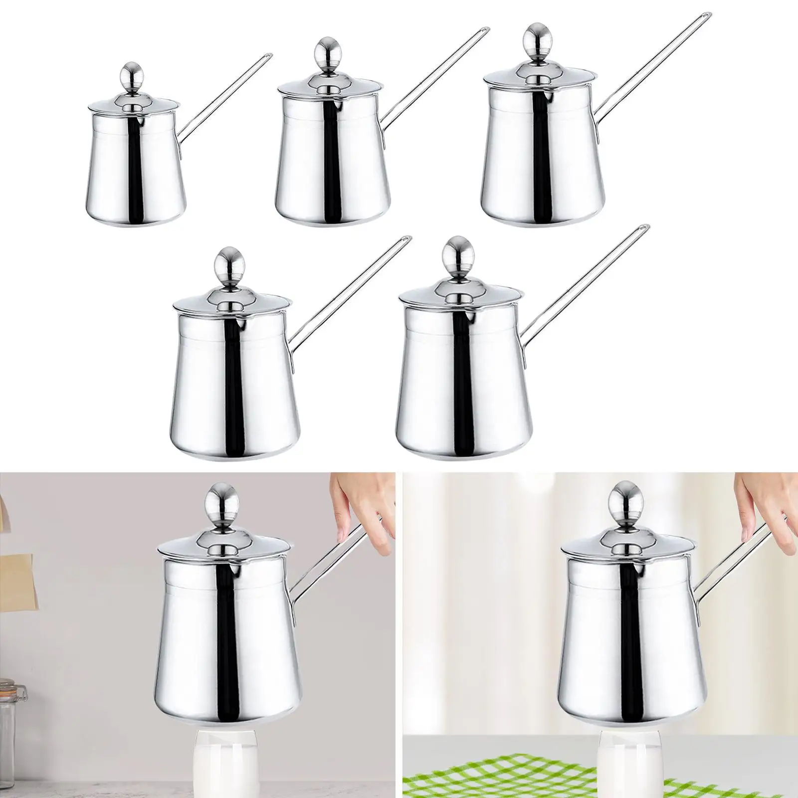 Turkish Coffee Pot with Lid and Handle Coffee Maker Milk Warmer Butter Warming Pan for Cafe Home Bar Kitchen Coffee Lovers Gift