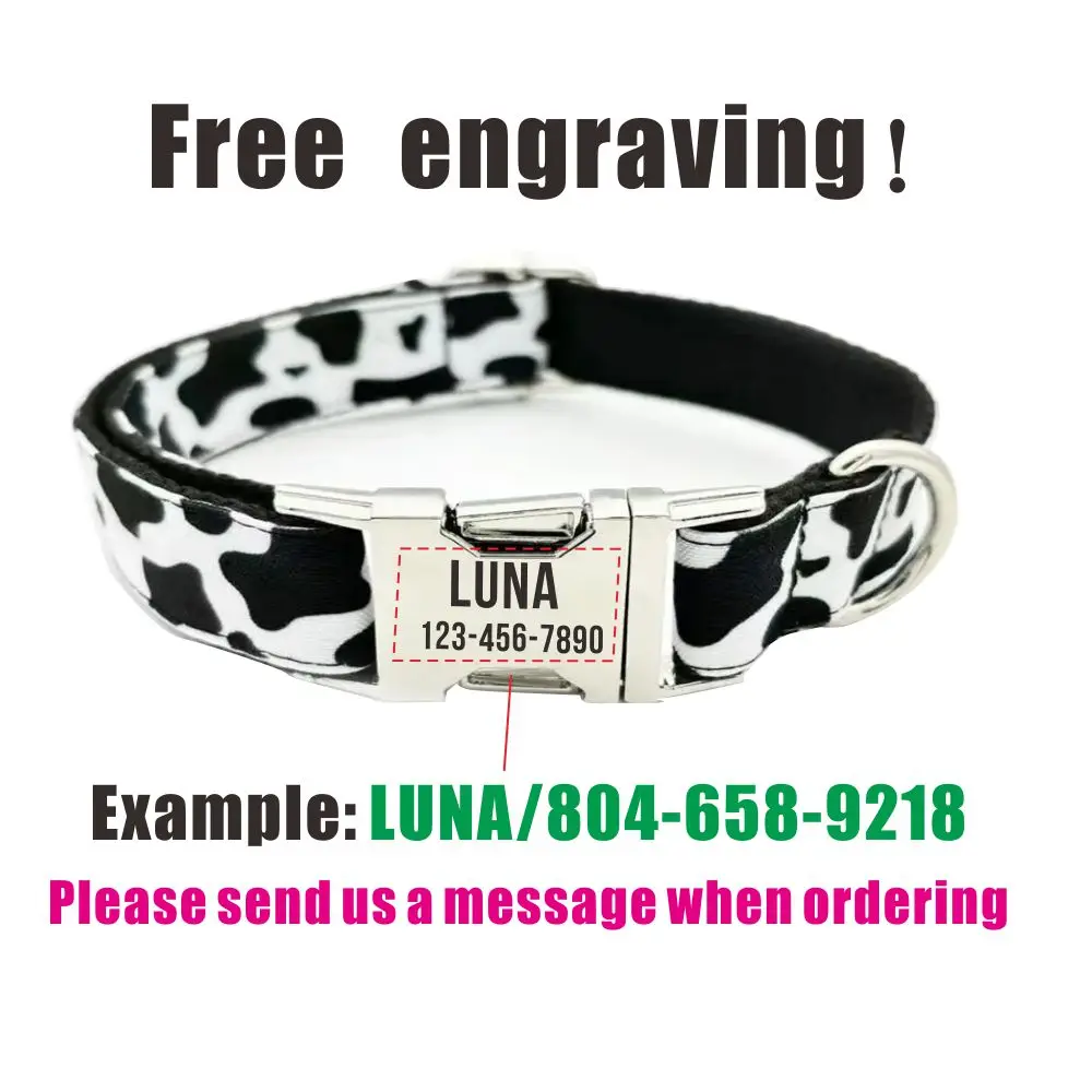 Collares para perros personalizados con grabado gratuito, correas a juego, contactos de nombre de identificación personalizados, collares ajustables para mascotas con diseño Muilti - imagen 4