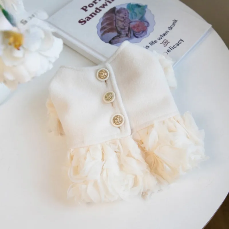 Abrigo de tela Rosa tridimensional para perro y mujer, ropa de peluche para cachorro, flor, Invierno - imagen 4