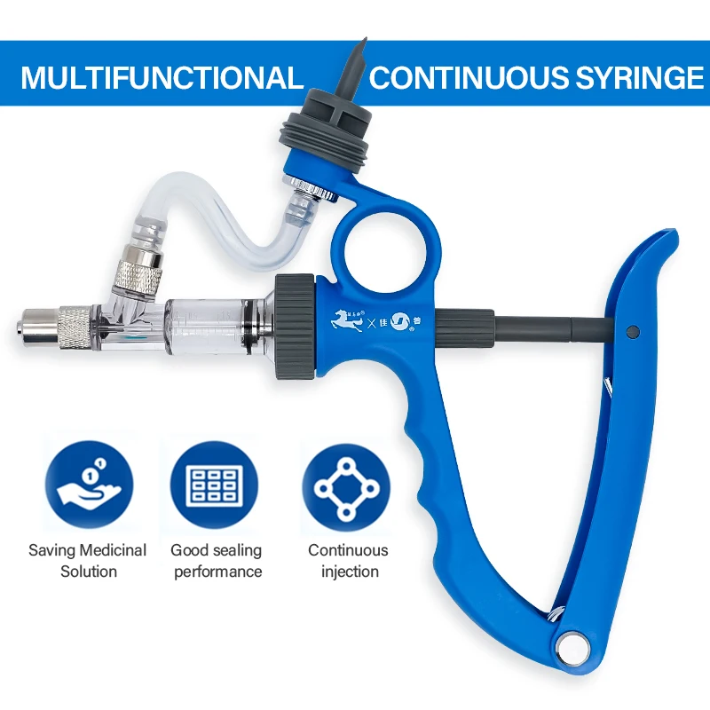 Jeringa automática de animales de 2ml/6ml, inyector de vacuna, inyección de vacuna continua ajustable veterinaria para aves de corral, cerdo, vaca y oveja - imagen 2