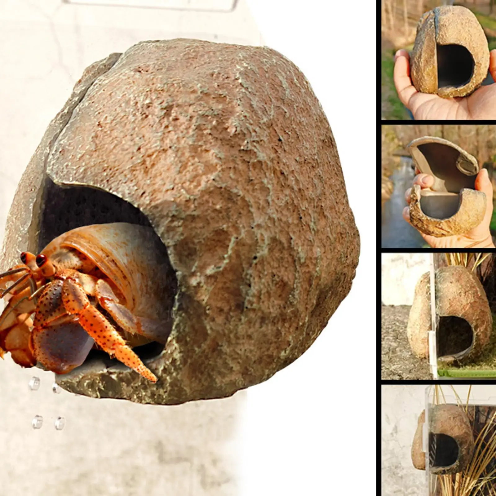 Aquarium Hideaway Cave House Aquarium Decor, Craft Reptile Habitat Decoration Fish Tank Ornament Hideaway Cave for Newts Pond