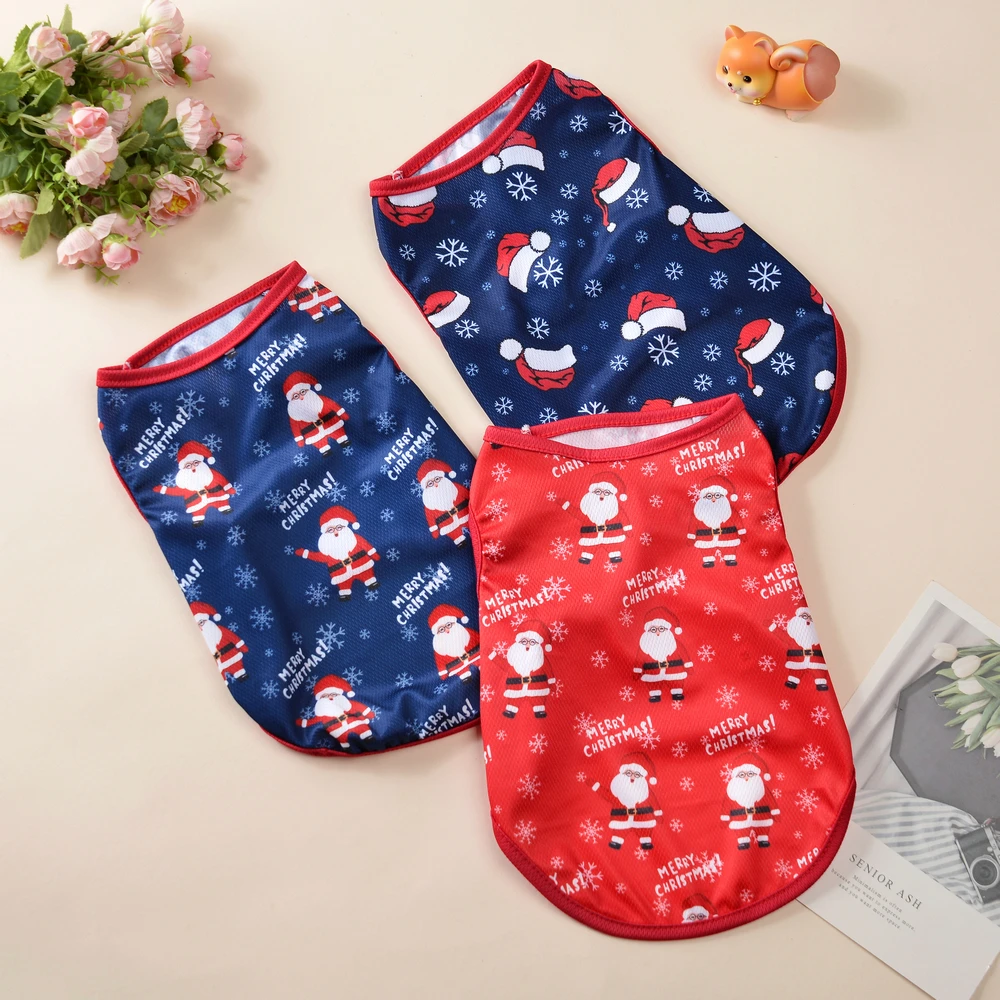 Ropa para gatos, disfraz de Navidad para gatos pequeños y medianos, divertido estampado de Papá Noel, chaleco para cachorros y gatitos, camiseta, trajes para mascotas, regalo de fiesta - imagen 2