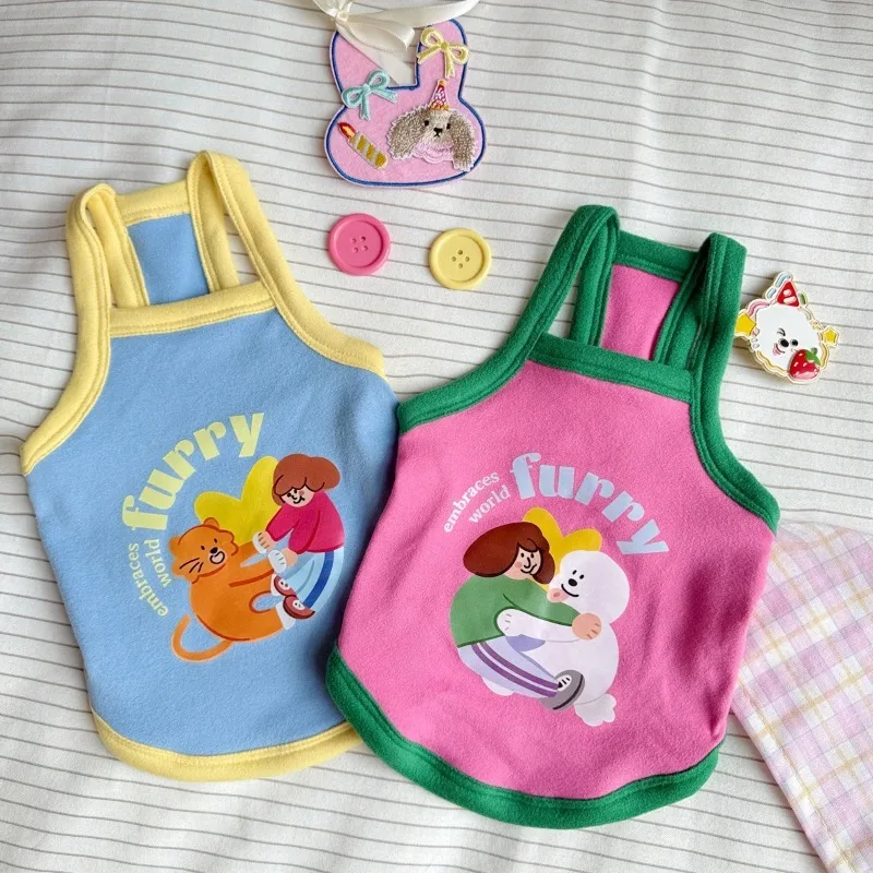 Ropa bonita de verano para perros, camisola, chaleco fino para perros pequeños y gatos, vestido estampado bonito y cómodo para parejas, ropa para cachorros - imagen 2