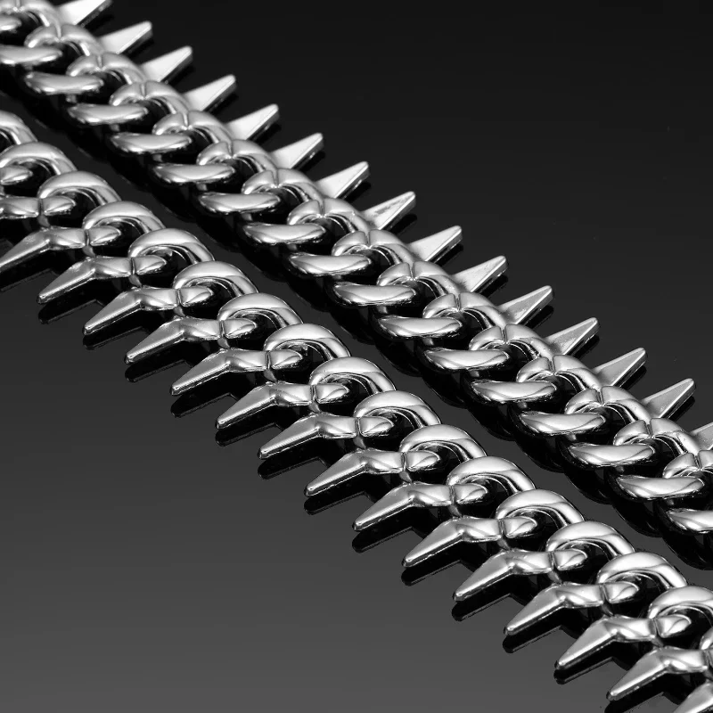 Collar de cadena cubana para perro de 70CM, Collar de cadena de Bulldog dorado, collares de lujo plateados para cachorros con espinas, suministros para mascotas pequeñas y medianas - imagen 4