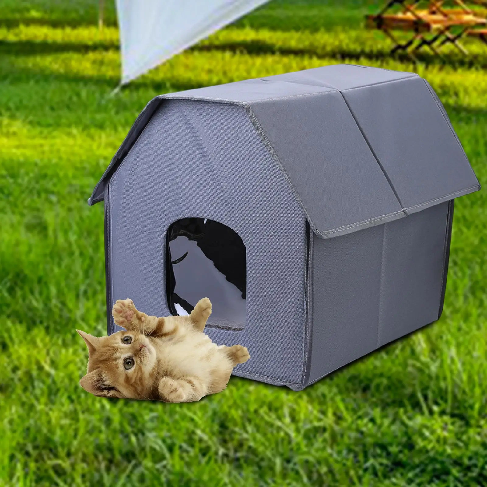 Casa para perros y gatos al aire libre, tienda para gatos resistente a la intemperie, cama, calentador de invierno, cueva para mascotas para gatitos, cachorros, animales pequeños, refugio, suministros para mascotas - imagen 2