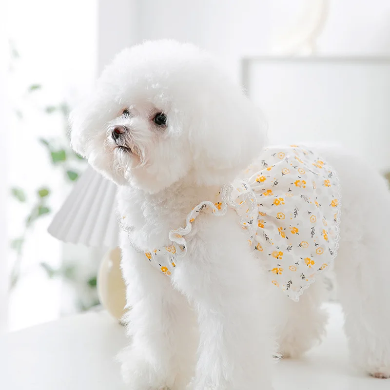 Vestido de falda ahuecado fresco para cachorros, primavera y verano, adecuado para chalecos para perros pequeños y medianos, ropa de mascotas - imagen 2