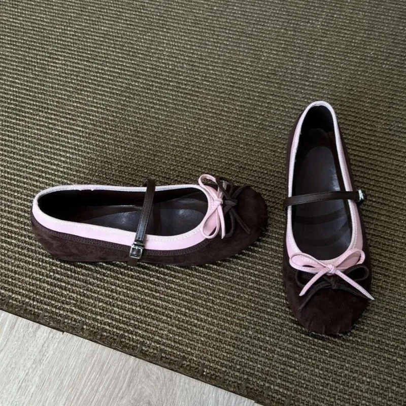 Zapato Mary Jane de gamuza para mujer – Plano cómodo de punta redonda - imagen 4
